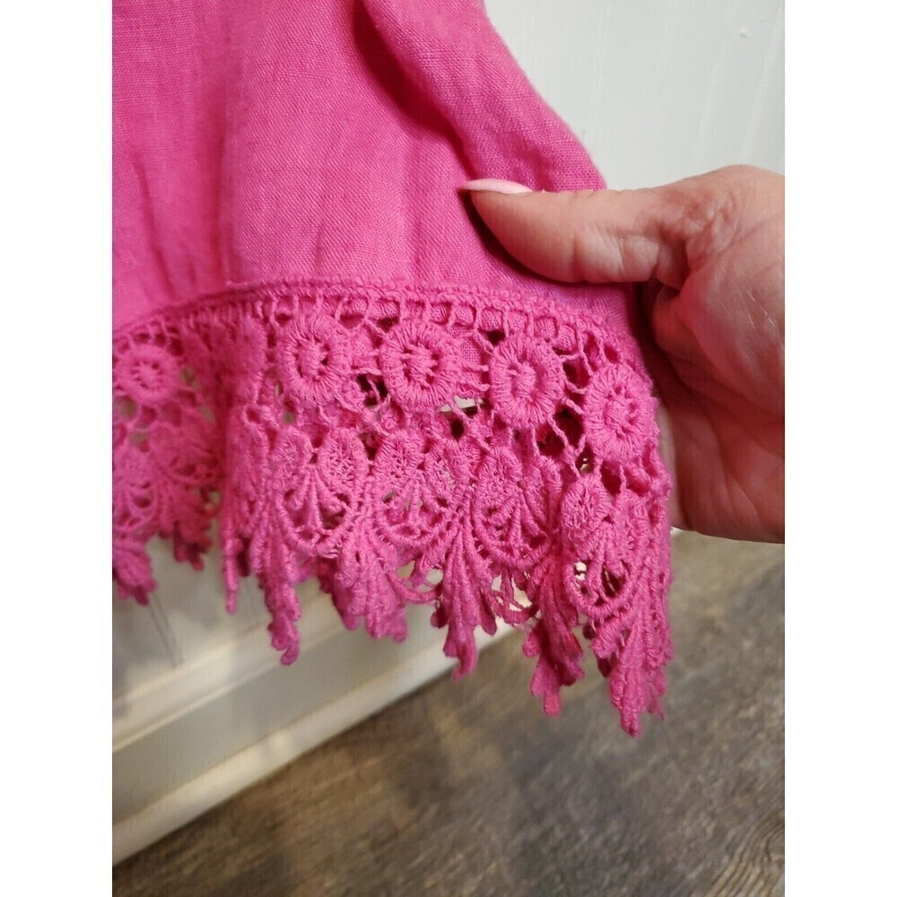 Italian LINEN Sleeveless Top Crochet Lace Woman's S Terzo Millennio - Picture 3 of 6